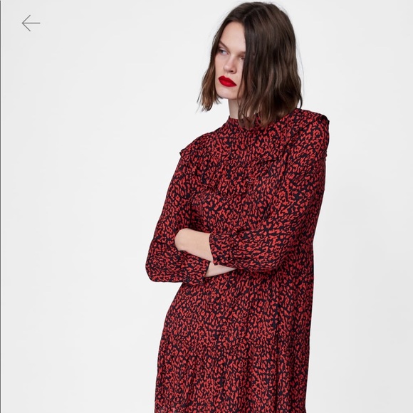 zara ruffled animal print dress